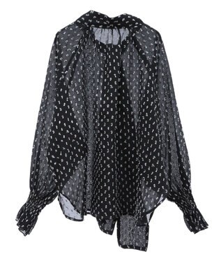 Green Parks ボウタイリボンブラウス Black