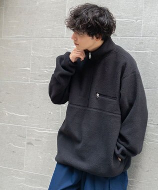 WEGO フリース ハーフZIPプルオーバー ブラック