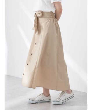 earth music&ecology ウエストリボンヘムスカート Beige