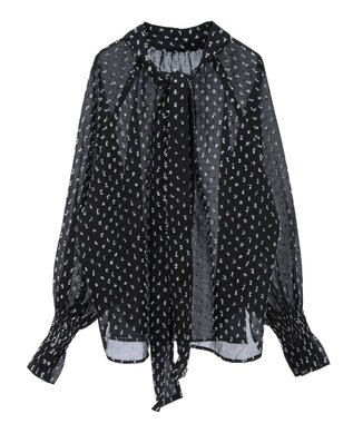 Green Parks ボウタイリボンブラウス Black