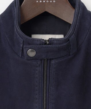 JOSEPH ABBOUD 【キングサイズ・スプリングレザー/スウェード】ゴートスウェード シングル ライダース ネイビー系