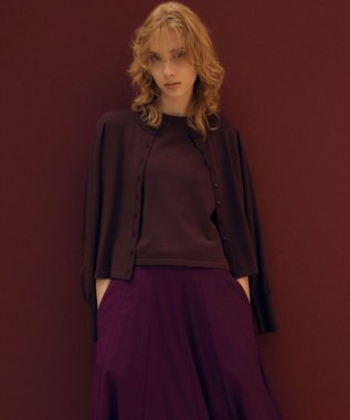 組曲 S クルミボタン5分袖ニット ブラウン系