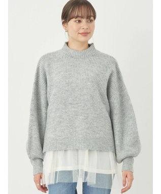 earth music&ecology ＦＬＵＦＦＹハイネックプルオーバー Light Gray Mixture