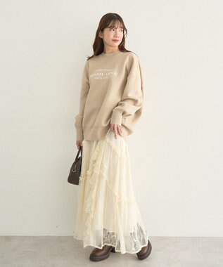 earth music&ecology レースフリルティアードスカート Ivory