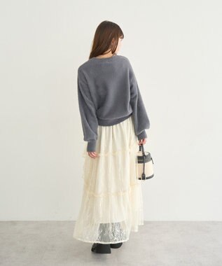 earth music&ecology レースフリルティアードスカート Ivory