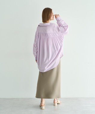 YECCA VECCA バックギャザーロングシャツ Lavender