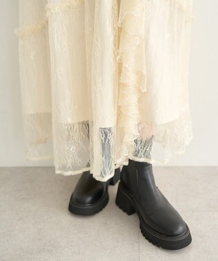 earth music&ecology レースフリルティアードスカート Ivory