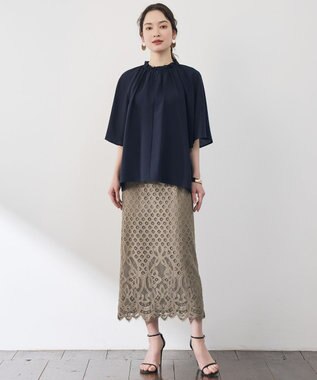 自由区 【SHIHOさん着用・こだわり素材・セットアップ対応】パネルレース スカート カーキ