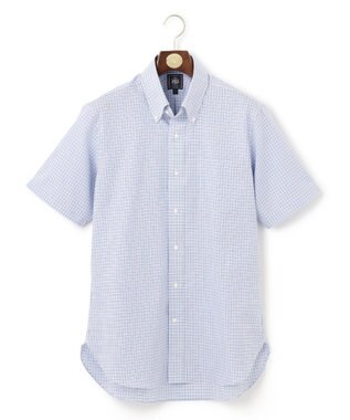 J.PRESS MEN 【EXTRA COMFORT / 形態安定・ストレッチ・抗菌防臭・速乾】ピンオックス ファンシーチェック 半袖シャツ/B.D. サックスブルー系3
