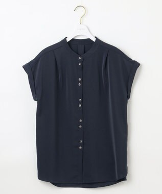 ANY SIS L 【洗える】ダブルボタンフレンチスリーブ ブラウス ネイビー