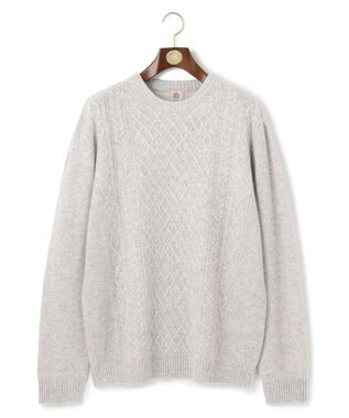 J.PRESS MEN 【KING SIZE】【Cash Lamb’s wool】ケーブルニット / クルー ライトグレー系