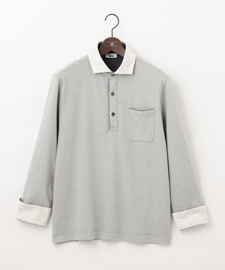 JOSEPH ABBOUD 【人気！多機能ポロシャツ】ペイズリー柄　ウィンターダディポロシャツ ライトグレー系