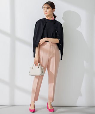 組曲 【洗える・ウエストゴム仕様】2WAYストレッチテーパード パンツ ピンク系