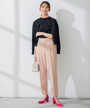 組曲 【洗える・ウエストゴム仕様】2WAYストレッチテーパード パンツ ピンク系