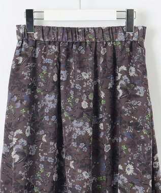 自由区 【セットアップ対応・洗える】ボタニカルフラワープリントティアード スカート セピア系