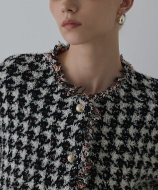 GRACE CONTINENTAL ツイードニットショートカーディガン ブラック