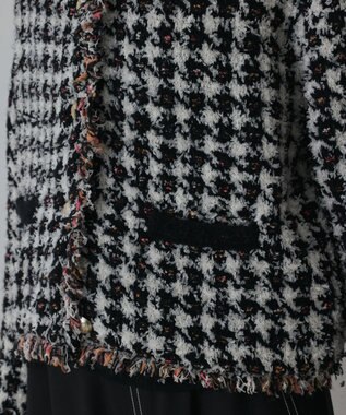 GRACE CONTINENTAL ツイードニットショートカーディガン ブラック