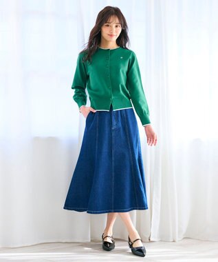 Feroux ロゴ刺繍ニット カーディガン パイングリーン系