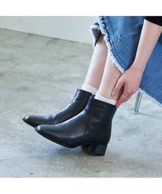 ing <ing>【WEB限定】スクエアトゥショートブーツ ブラック