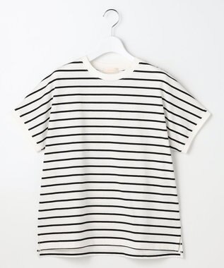 ANY SIS S 【美ライン大人T】半袖 Tシャツ オフ×ブラックボーダー