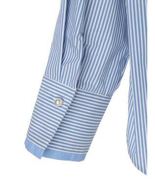 earth music&ecology パールボタンシャツ Stripe Blue