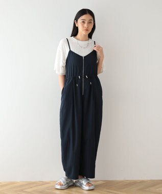 Green Parks ＺＩＰ付きドロストコクーンサロペット Navy