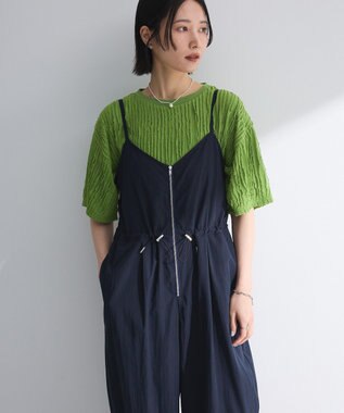 Green Parks ＺＩＰ付きドロストコクーンサロペット Navy
