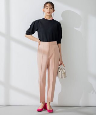 組曲 【洗える・ウエストゴム仕様】2WAYストレッチテーパード パンツ ピンク系