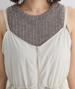 Green Parks ＺＩＰ付きドロストコクーンサロペット Ecru