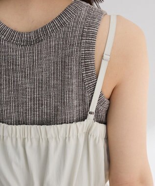 Green Parks ＺＩＰ付きドロストコクーンサロペット Ecru