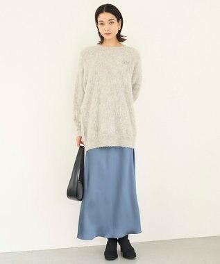 UNFILO 【新色・新サイズ登場！】サテン ナロースカート スモーキーブルー