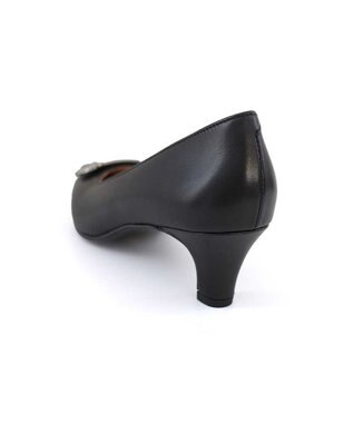 Pointer 【5cmヒール】日本製 高級本革モチーフ付きパンプス ブラック