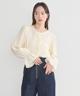 earth music&ecology ２ＷＡＹスクエアラッフルカラーブラウス Yellow