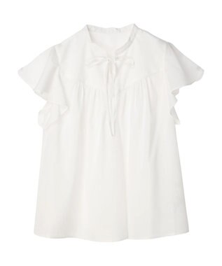 earth music&ecology ギャザーフレンチスリーブブラウス Off White
