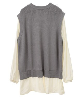 Green Parks 布帛ドッキングニットチュニック Gray Mixture