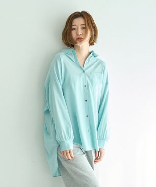 YECCA VECCA バックギャザーロングシャツ Mint