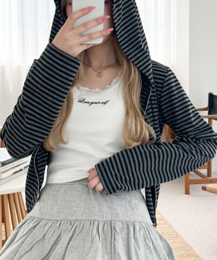 WEGO 【カップ付きインナー】カップインレースタンク ホワイト