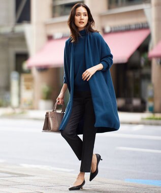 自由区 L 【洗える】ソフトウールハイゲージ  コーディガン ブルー系