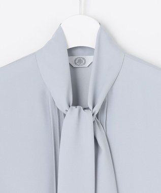 J.PRESS LADIES 【洗える】ヌーディスバックサテン ボウタイ ブラウス サックスブルー系