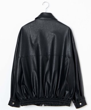 WEGO ヴィンテージライクFレザーBIGブルゾン ブラック
