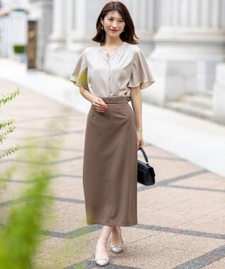 ANY SIS S 【UVケア ・ストレッチ・洗える】2WAYジョーゼットジャージーナロー スカート モカ