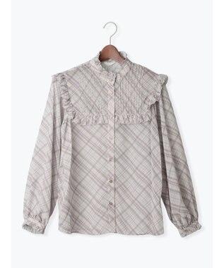 Te chichi パターンアソートシフォンフリルブラウス グレー