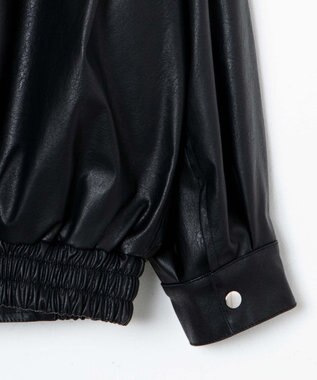 WEGO ヴィンテージライクFレザーBIGブルゾン ブラック