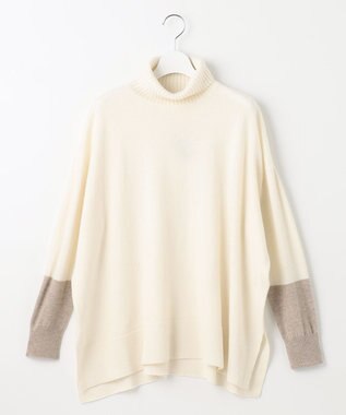 自由区 【洗える】セミウーステッドウール タートルネックニット ホワイト系1
