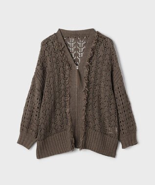 GRACE CONTINENTAL zipミドルニットカーディガン ブラウン