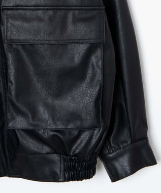 WEGO ヴィンテージライクFレザーBIGブルゾン ブラック