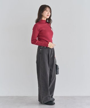 Green Parks ・ＡＮＤＳＥＡＲＣＨ　メランジリブハイネックニット Red