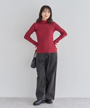 Green Parks ・ＡＮＤＳＥＡＲＣＨ　メランジリブハイネックニット Red