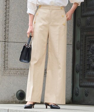 自由区 L 【接触冷感・UVカット・吸水速乾・洗える】シェルタリングドライオックスワイド パンツ ベージュ系