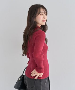 Green Parks ・ＡＮＤＳＥＡＲＣＨ　メランジリブハイネックニット Red